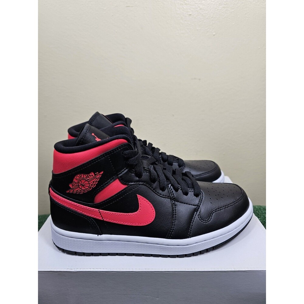 Air Jordan 1 Mid Black Siren Red White Women's Size 8 BQ6472-004